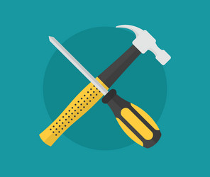 hammer and screw driver as maintenance symbol icon vector