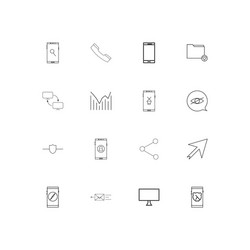network and database linear thin icons set vector image