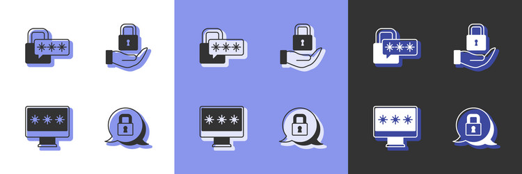 set lock cyber security monitor with password vector image