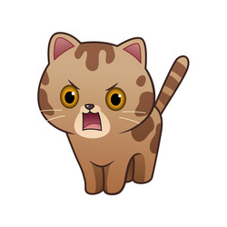 angry kawaii bengal cat cartoon animal vector