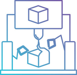 cube design with robotic hands in color gradient vector image