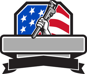 Plumber with Wrench - USA Flag Vector Image