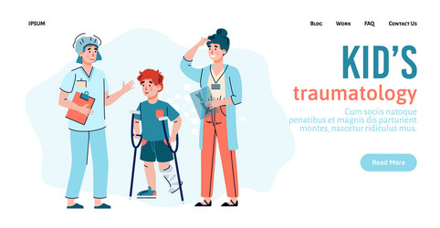 Website banner for kids traumatology clinic flat vector