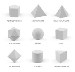 Color basic shapes realistic 3d geometric forms Vector Image