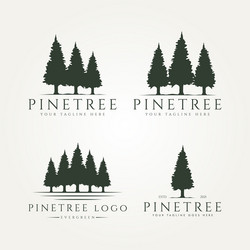 Pine tree forest set logo design Royalty Free Vector Image