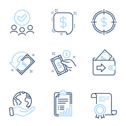 Wallet payment message and cashback icons set vector