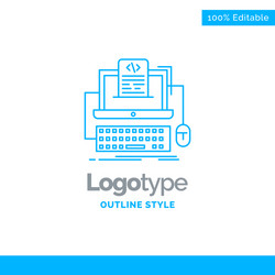 Blue logo design for code coding computer vector