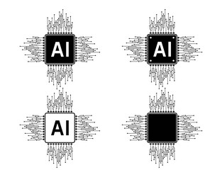 electronic chip processor ai artificial vector image