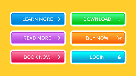 trendy buttons set for website design vector image