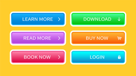 Trendy buttons set for website design vector