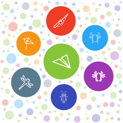 7 fly icons vector