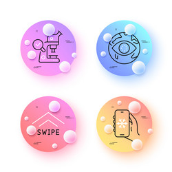 microscope cyber attack and swipe up minimal line vector image