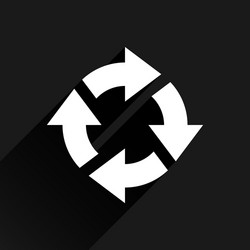 White arrow icon rotation sign on black background vector