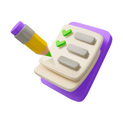 3d icon todo list with checkmark vector image