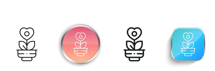 heart icon thin linear regular and button style vector image
