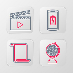 set line download inbox paper scroll smartphone vector image