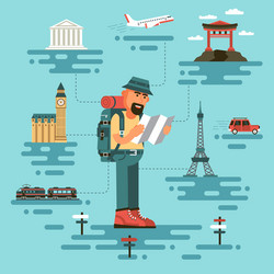 tourist with map vector