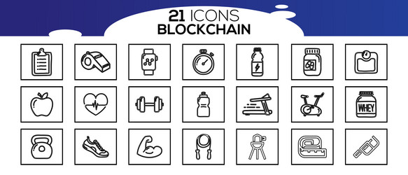 Blockchain web icon set information vector