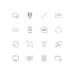 network and database linear thin icons set vector image