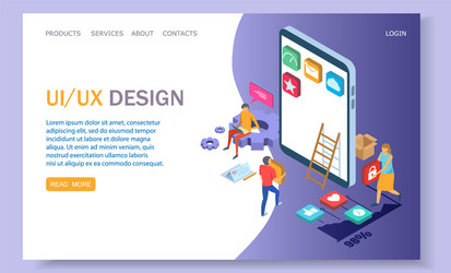 Ui and ux design website landing page vector