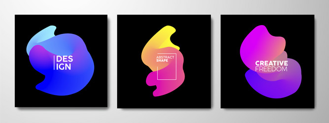 abstract gradient shape set in bright neon color vector