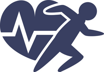 man avatar running with heart pulse silhouette vector image