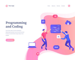 programming and coding concept workflow flying vector image