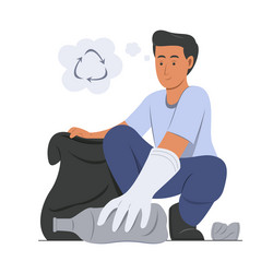 man pick up the waste to recycle vector image