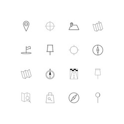 maps and navigation linear thin icons set vector image
