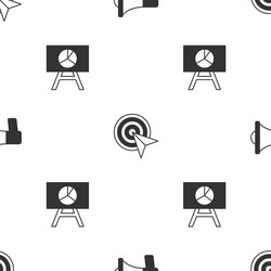 Set megaphone target and board with graph chart vector