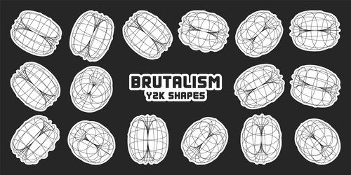 wireframe lined shapes perspective mesh 3d grid vector image