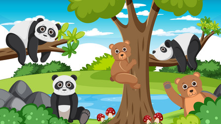 cute wild animals in the forest vector