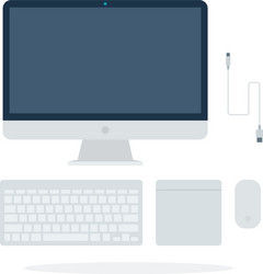 Computer monitor keyboard mouse and accessories vector