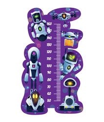 kids height chart growth measure cartoon robots vector