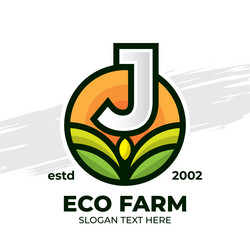 letter j farm agricultural logo badge template vector