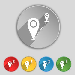 Map pointer icon sign symbol on five flat buttons vector