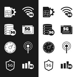 set 5g network server sim card setting digital vector image
