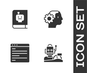 set robot humanoid driving a car user manual vector image