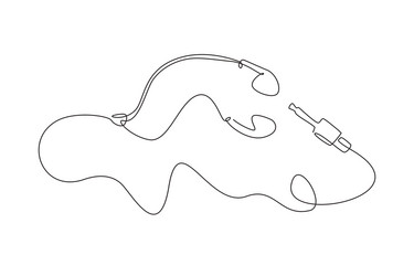 single one line drawing white music earphones vector