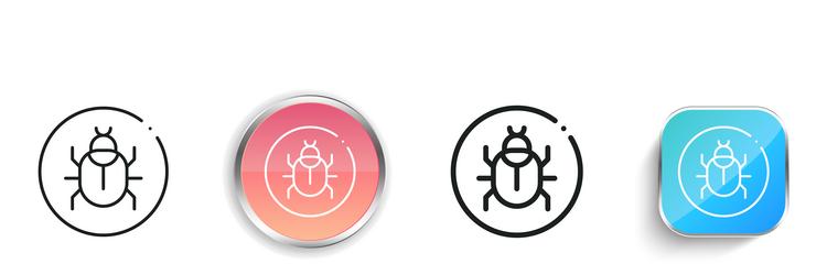 bug icon thin linear regular and button style vector image