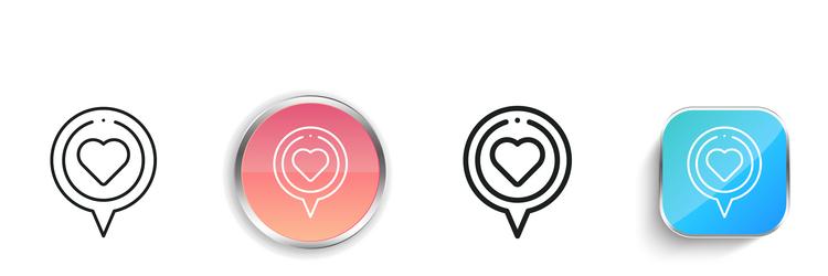 heart icon thin linear regular and button style vector image
