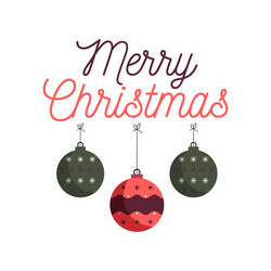 Merry Christmas Emblem with Xmas Balls Vector Image