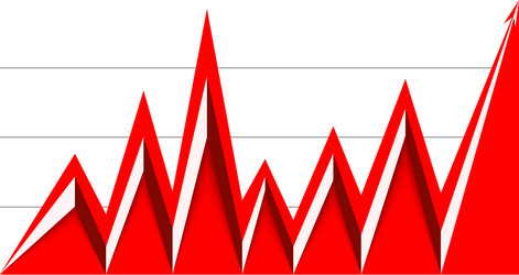 Red arrow graph down and goes up with a grid vector