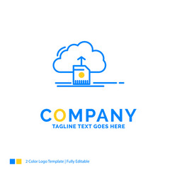cloud upload save data computing blue yellow vector image