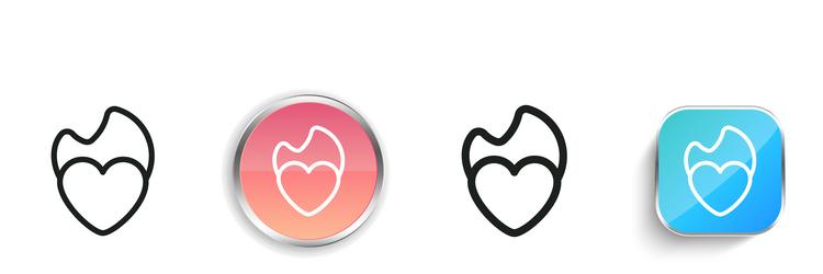 heart icon thin linear regular and button style vector image