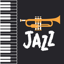 Jazz day poster with piano keyboard and trumpet vector