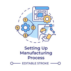 setting up manufacturing process multi color vector image