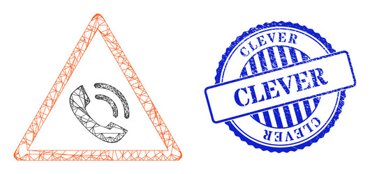 Textured clever stamp seal and net phone call vector
