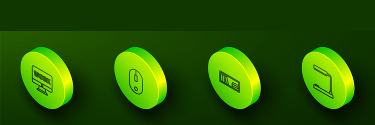 Set isometric line monitor with text work vector