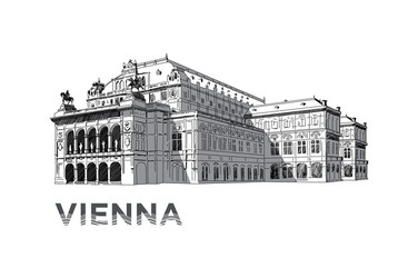 sketch of state opera house in vienna Vector Image